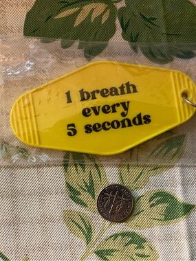 Brand New Yellow Plastic Hotel Key Fob with Overdose Instructions for Narcan